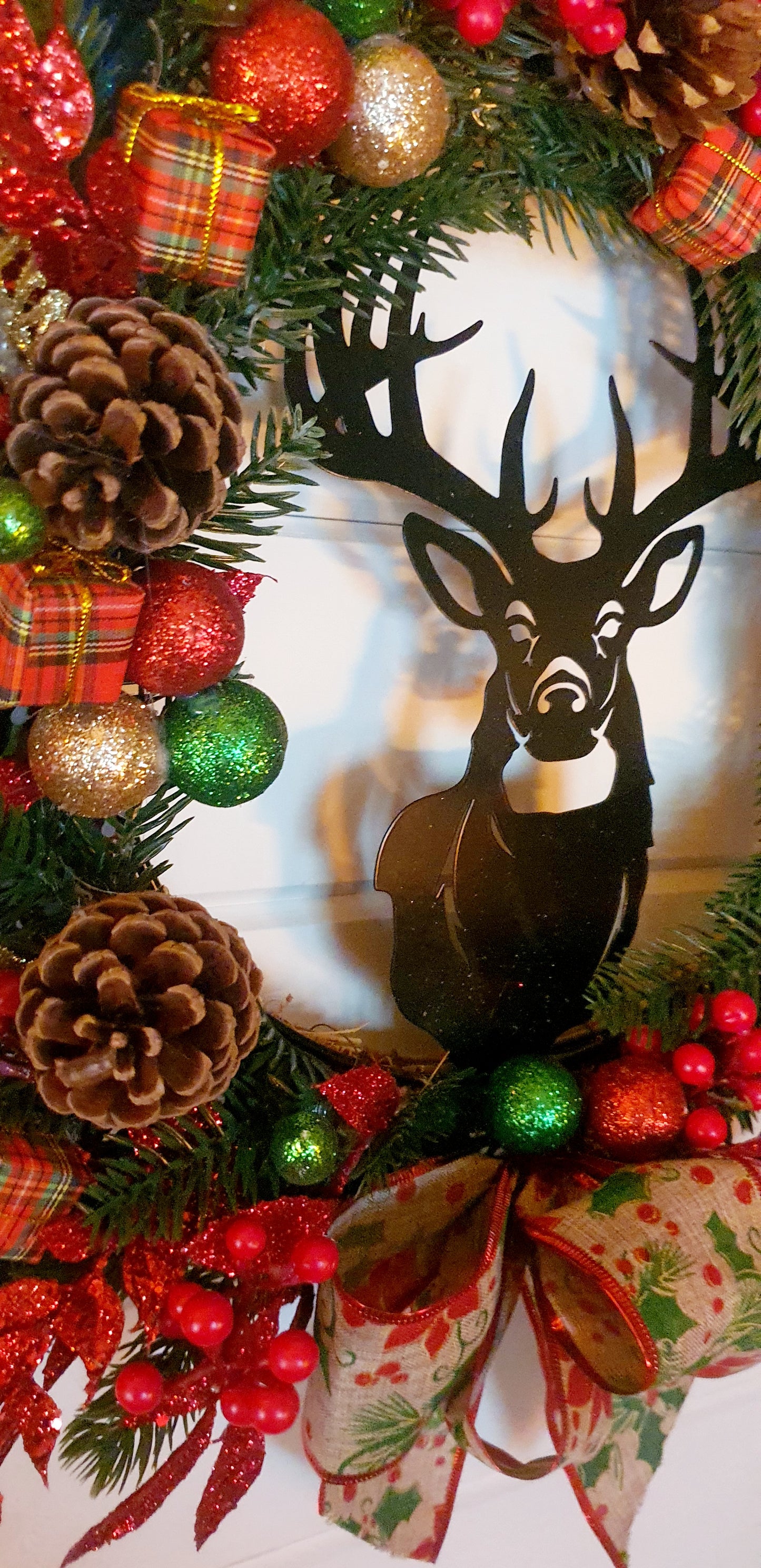 Black Metal Stag Traditional Wreath - 45cm
