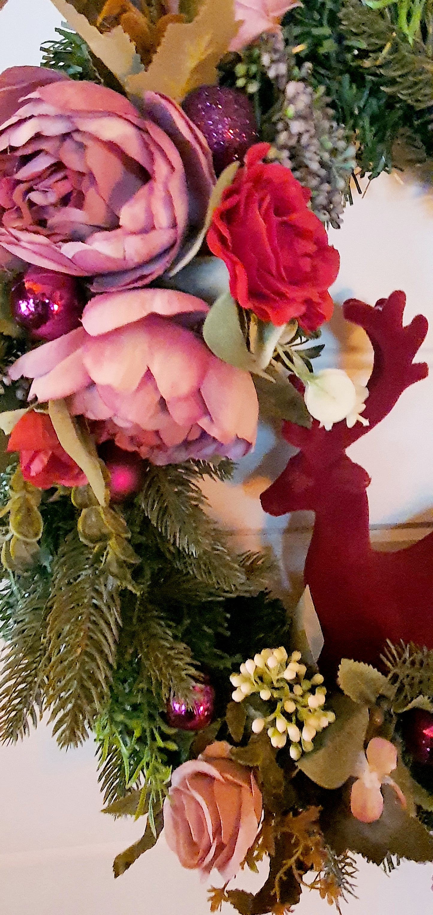Deep Red & Pinks Stag Wreath - 45cm