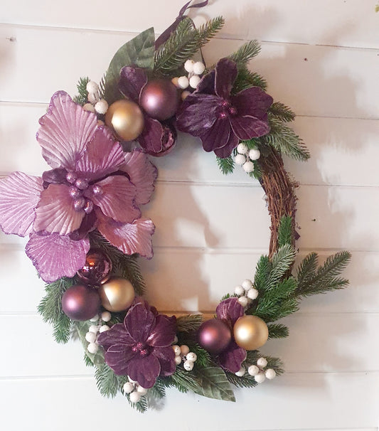 Mauve and Gold Vine Wreath - 50cm