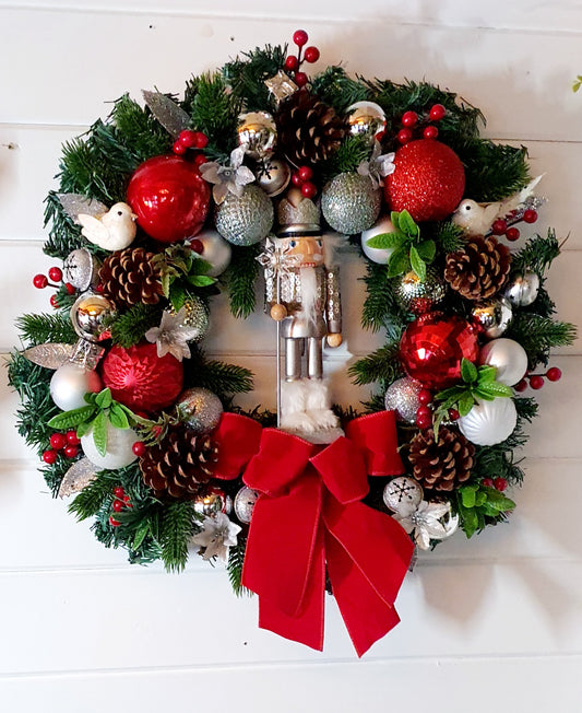 Silver Nutcracker Wreath - 55cm